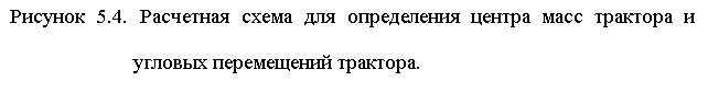 Подпись: Рисунок 5.4. Расчетная схема для определения центра масс трактора и угловых перемещений трактора.
 
